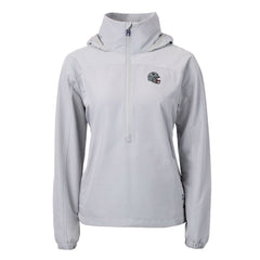 New England Patriots Cutter & Buck Women's Charter Eco Recycled Half-Zip Hooded Anorak Jacket - Gray on sale