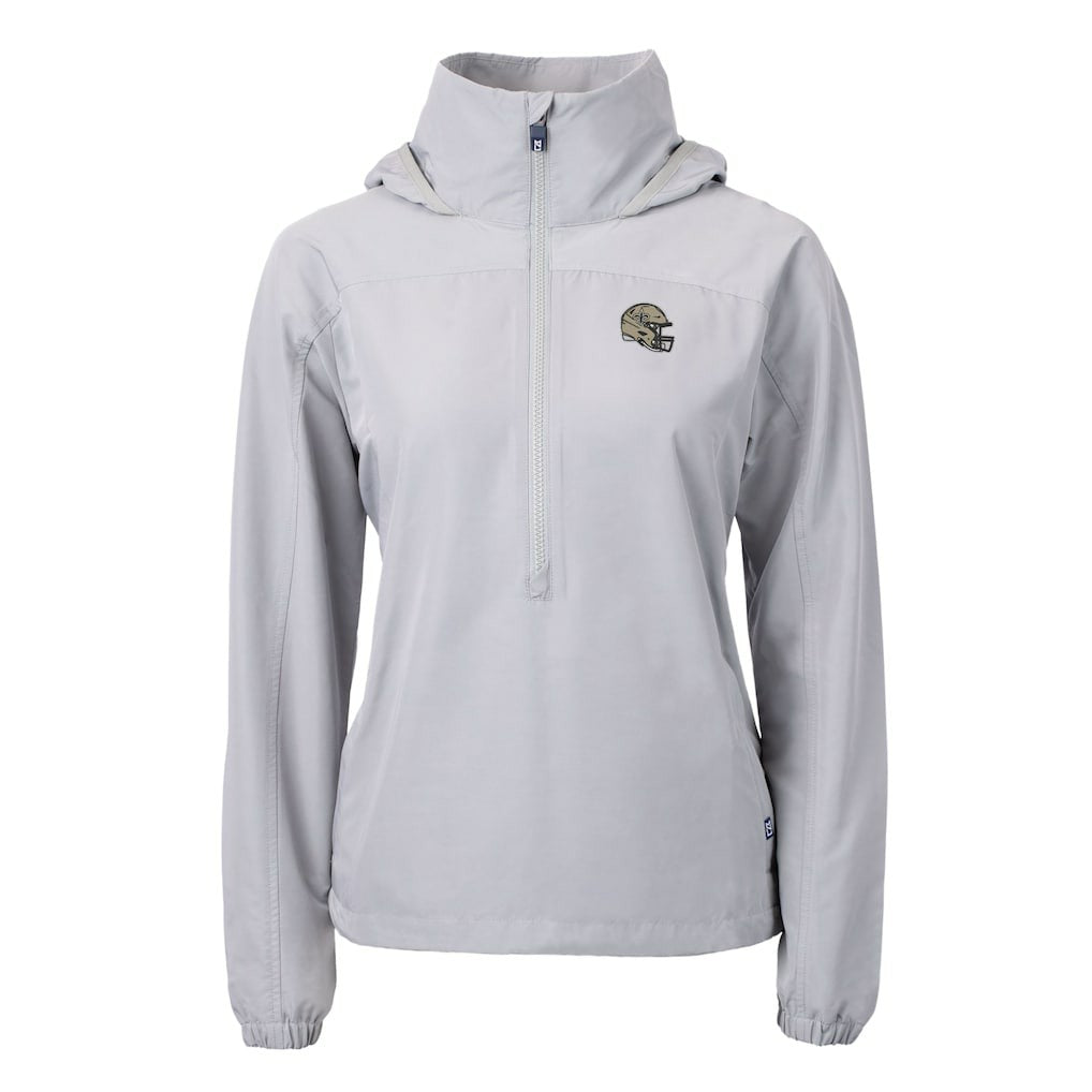 New Orleans Saints Cutter & Buck Women's Charter Eco Recycled Half-Zip Hooded Anorak Jacket - Gray online