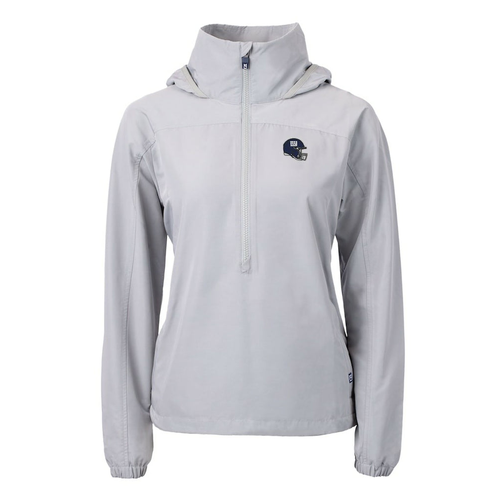 New York Giants Cutter & Buck Women's Charter Eco Recycled Half-Zip Hooded Anorak Jacket - Gray online