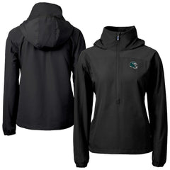 Philadelphia Eagles Cutter & Buck Women's Charter Eco Recycled Half-Zip Hooded Anorak Jacket - Black sale