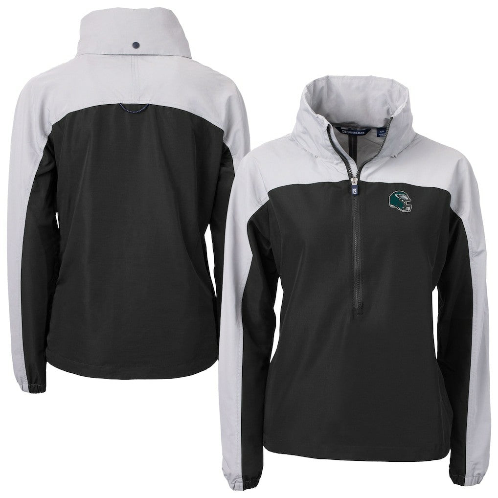 Philadelphia Eagles Cutter & Buck Women's Charter Eco Recycled Half-Zip Hooded Anorak Jacket - Black outlet