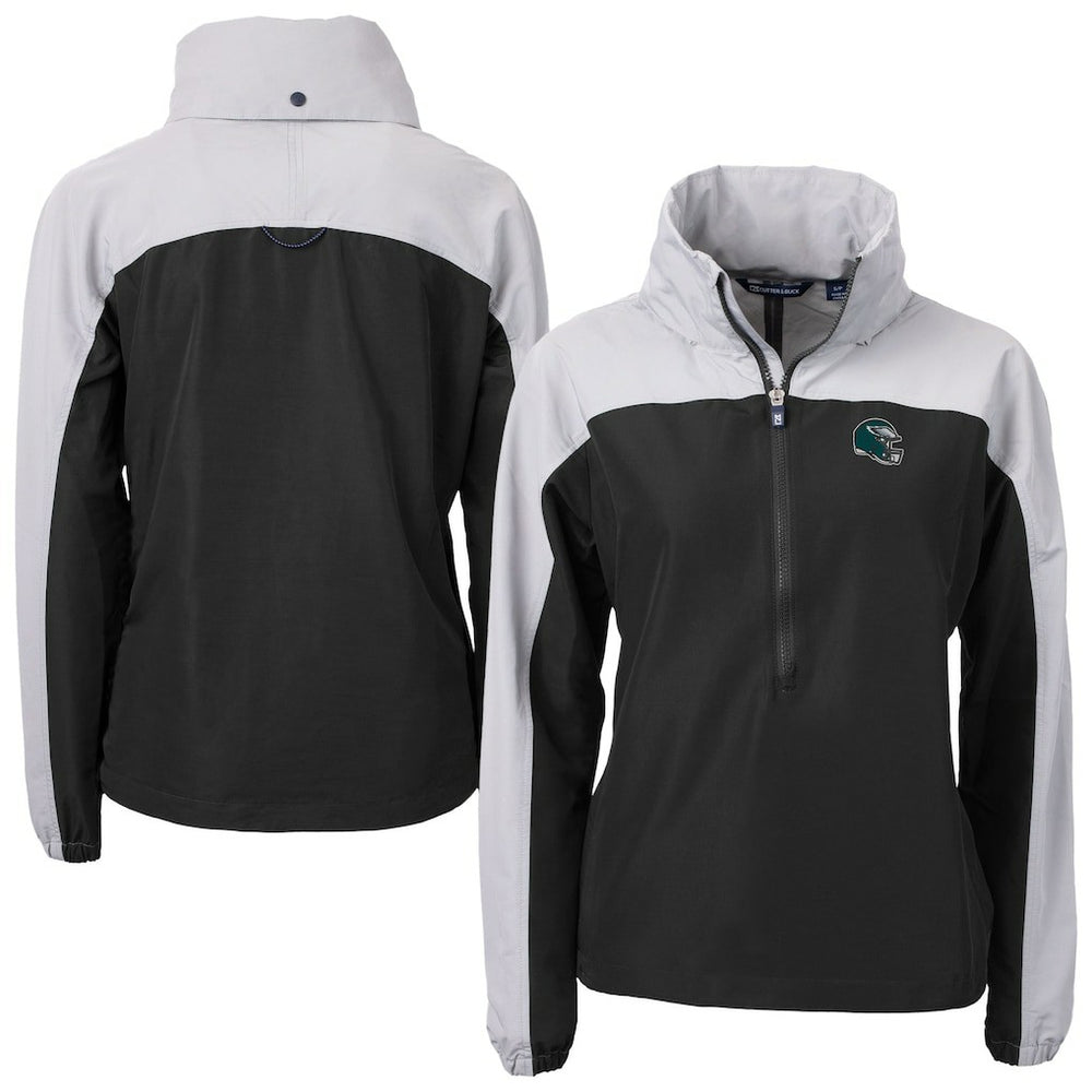 Philadelphia Eagles Cutter & Buck Women's Charter Eco Recycled Half-Zip Hooded Anorak Jacket - Black outlet