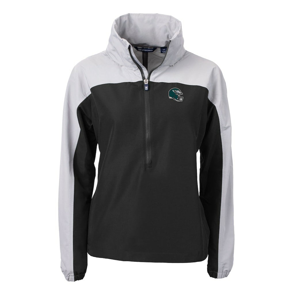 Philadelphia Eagles Cutter & Buck Women's Charter Eco Recycled Half-Zip Hooded Anorak Jacket - Black outlet