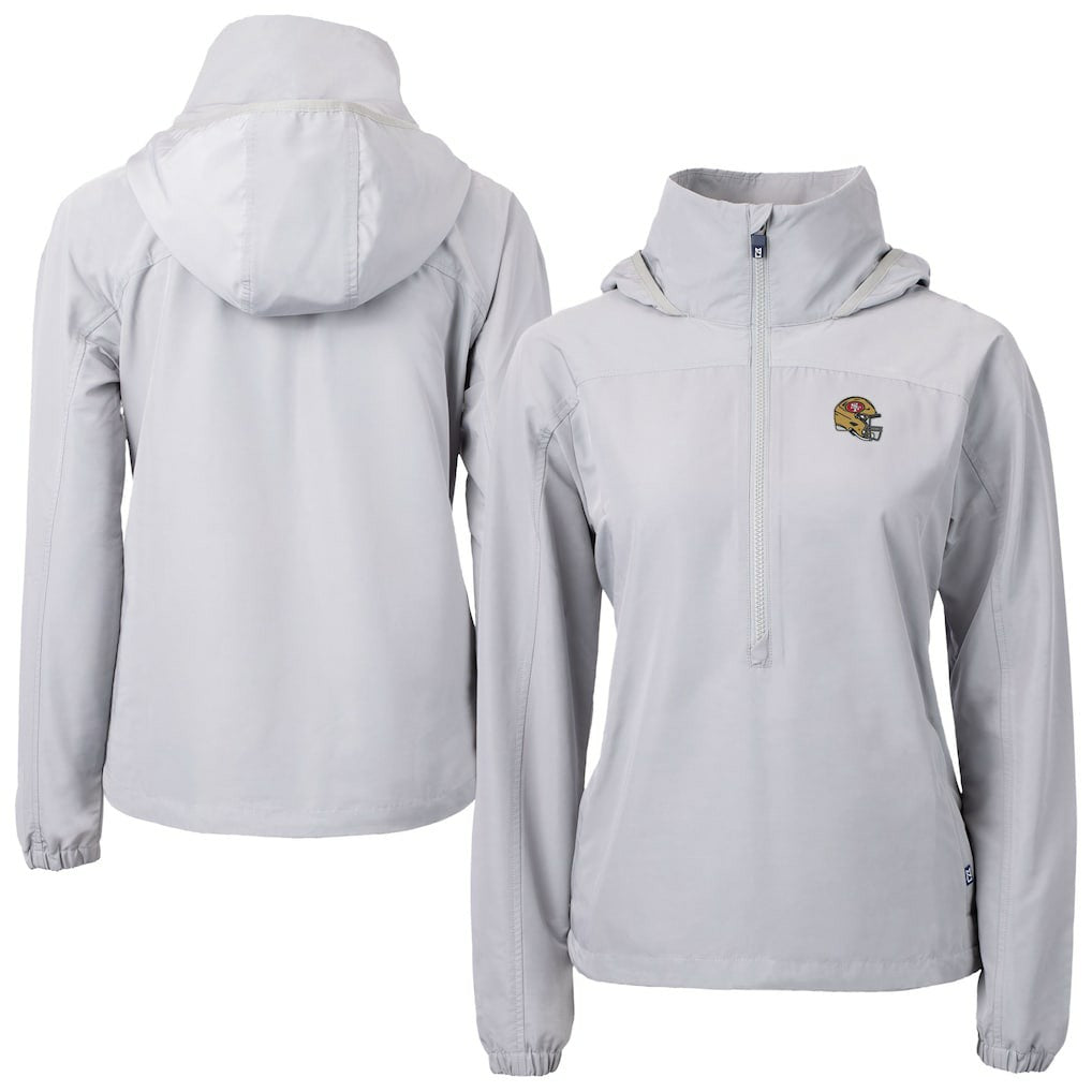 San Francisco 49ers Cutter & Buck Women's Charter Eco Recycled Half-Zip Hooded Anorak Jacket - Gray cheap