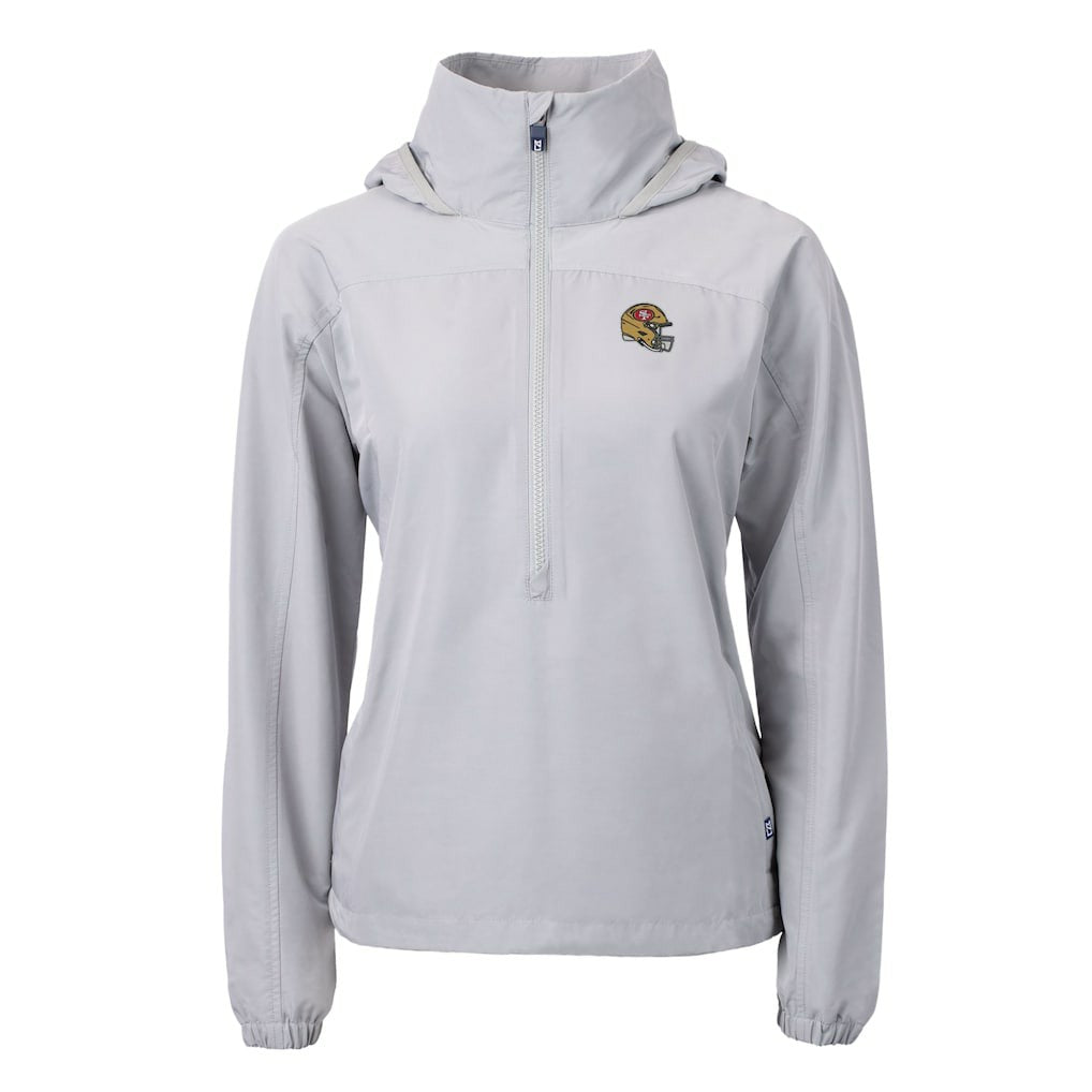 San Francisco 49ers Cutter & Buck Women's Charter Eco Recycled Half-Zip Hooded Anorak Jacket - Gray cheap