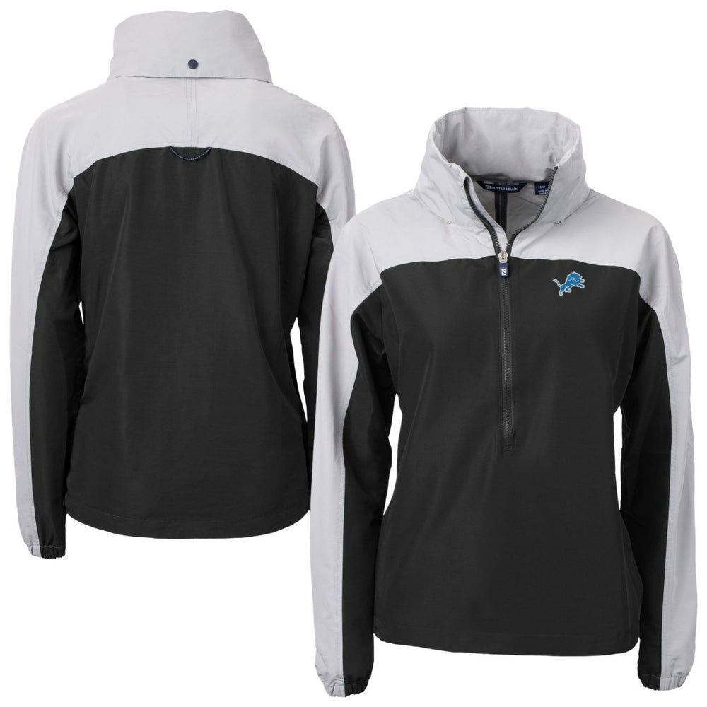 Detroit Lions Cutter & Buck Women's Charter Eco Recycled Half-Zip Hooded Anorak Jacket - Black on sale