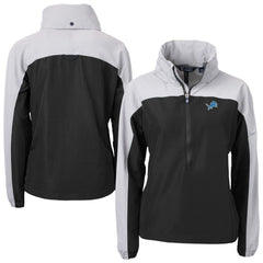 Detroit Lions Cutter & Buck Women's Charter Eco Recycled Half-Zip Hooded Anorak Jacket - Black on sale