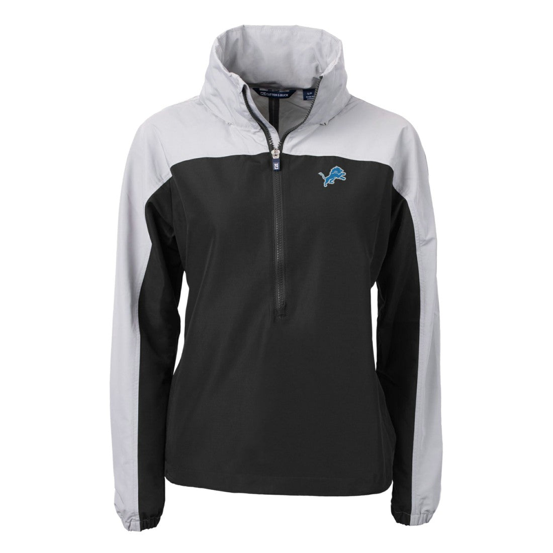 Detroit Lions Cutter & Buck Women's Charter Eco Recycled Half-Zip Hooded Anorak Jacket - Black on sale