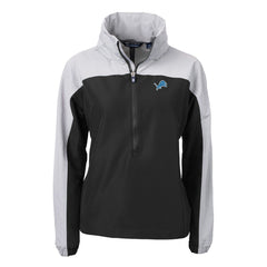 Detroit Lions Cutter & Buck Women's Charter Eco Recycled Half-Zip Hooded Anorak Jacket - Black on sale