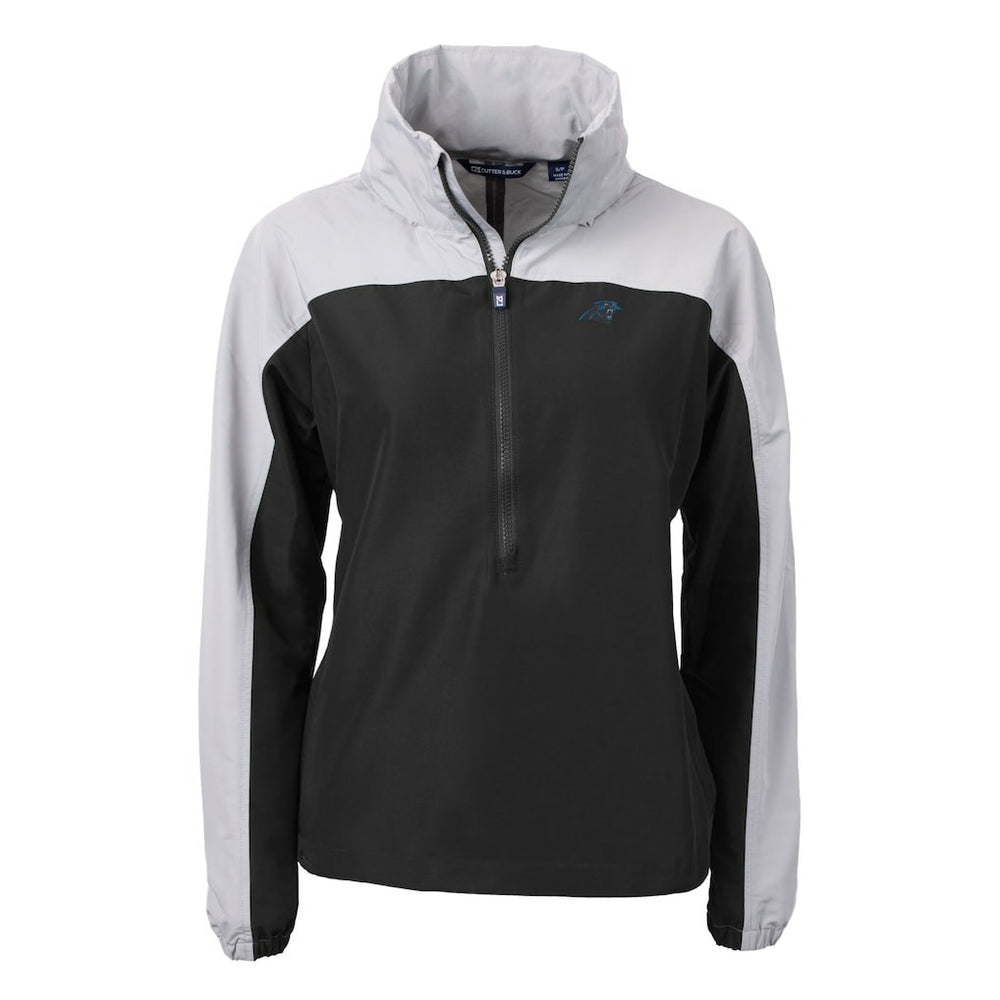 Carolina Panthers Cutter & Buck Women's Charter Eco Recycled Half-Zip Hooded Anorak Jacket - Black cheap
