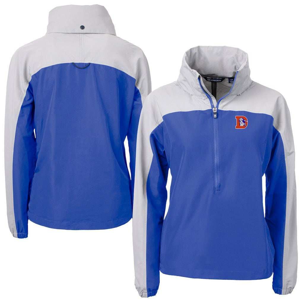 Denver Broncos Cutter & Buck Women's Charter Eco Recycled Half-Zip Hooded Anorak Jacket - Blue online