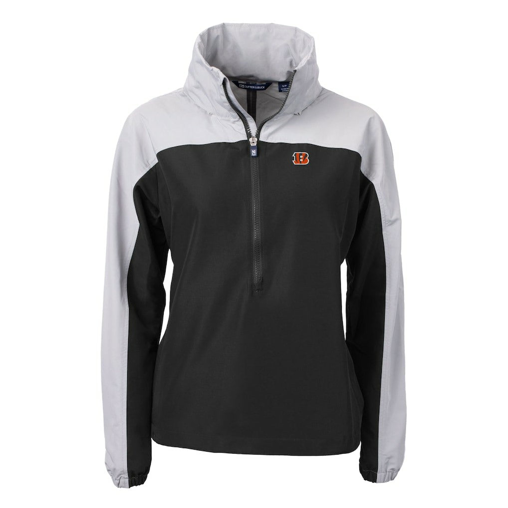 Cincinnati Bengals Cutter & Buck Women's Charter Eco Recycled Half-Zip Hooded Anorak Jacket - Black discount