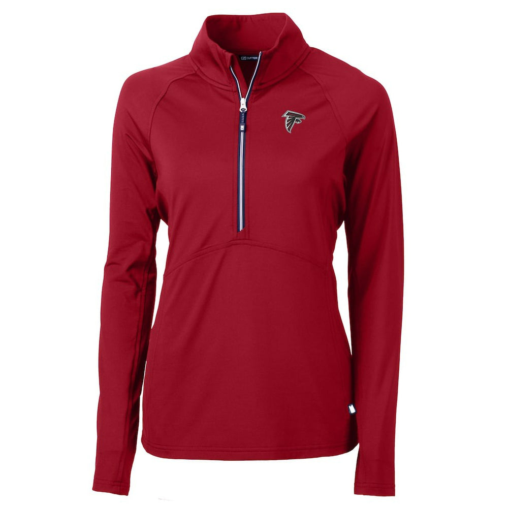 Atlanta Falcons Cutter & Buck Women's Adapt Eco Knit Stretch Recycled Raglan Half-Zip Top - Red on sale