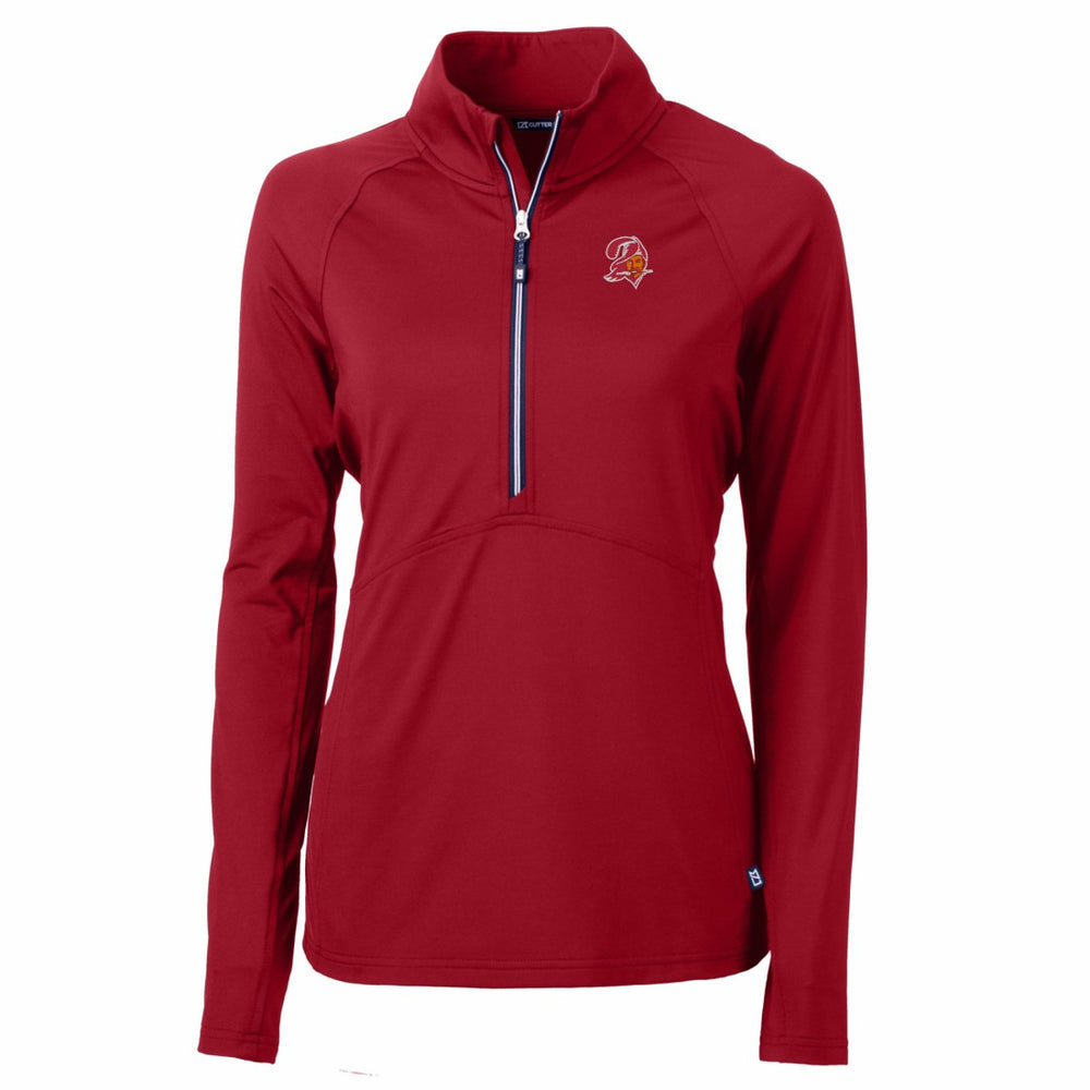 Tampa Bay Buccaneers Cutter & Buck Women's Historical Adapt Eco Knit Stretch Recycled Raglan Half-Zip Top - Red on sale