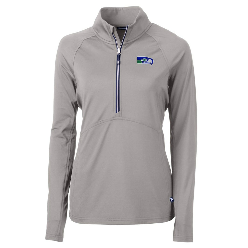 Seattle Seahawks Cutter & Buck Women's Historical Adapt Eco Knit Stretch Recycled Raglan Half-Zip Top - Gray sale