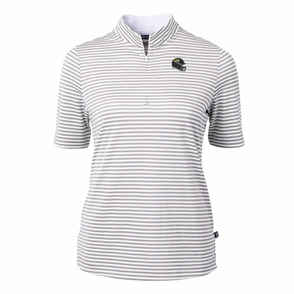 Jacksonville Jaguars Cutter & Buck Women's Virtue Eco Pique Stripe Recycled Quarter-Zip Top - Gray online