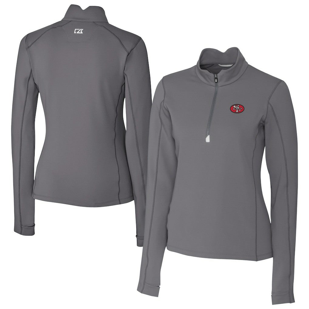 San Francisco 49ers Cutter & Buck Women's Traverse Stretch Quarter-Zip Pullover Top - Gray sale