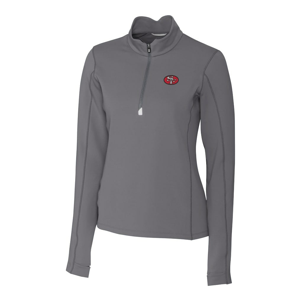 San Francisco 49ers Cutter & Buck Women's Traverse Stretch Quarter-Zip Pullover Top - Gray sale
