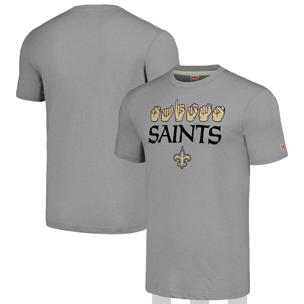 New Orleans Saints Homage Unisex The NFL ASL Collection by Love Sign American Sign Language T-Shirt - Grey cheap
