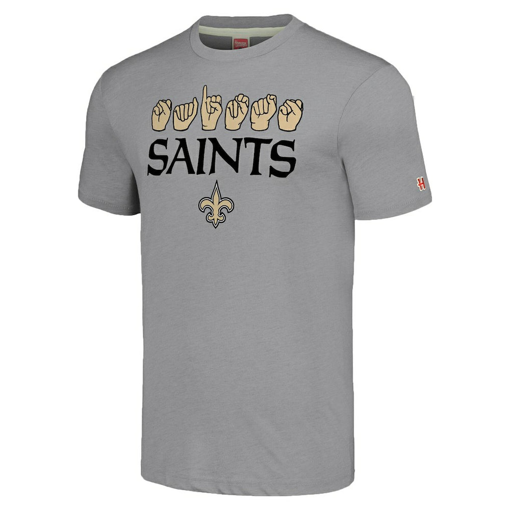 New Orleans Saints Homage Unisex The NFL ASL Collection by Love Sign American Sign Language T-Shirt - Grey cheap
