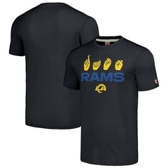 Los Angeles Rams Homage Unisex The NFL ASL Collection by Love Sign American Sign Language T-Shirt - Charcoal sale
