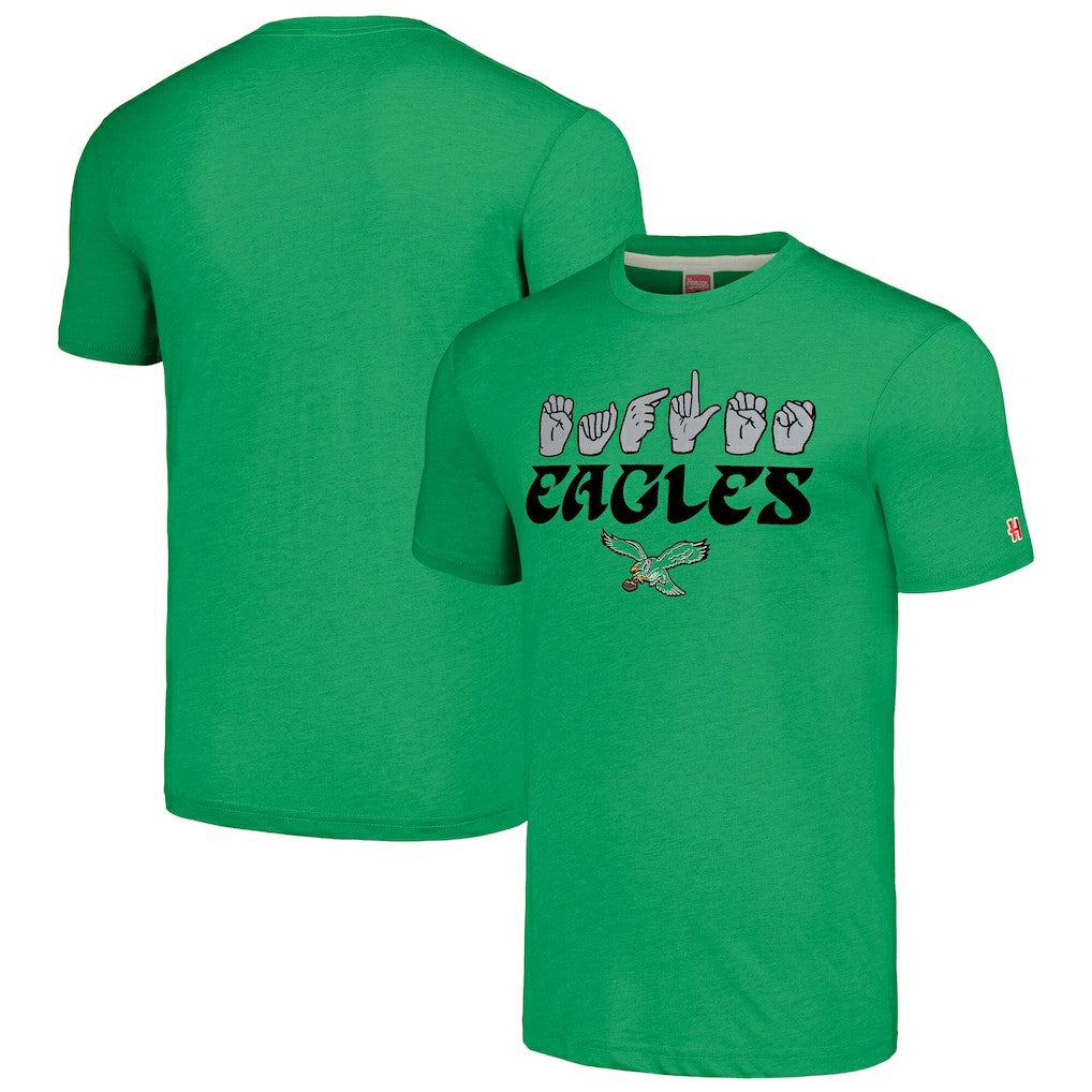 Philadelphia Eagles Homage Unisex The NFL ASL Collection by Love Sign American Sign Language T-Shirt - Green online