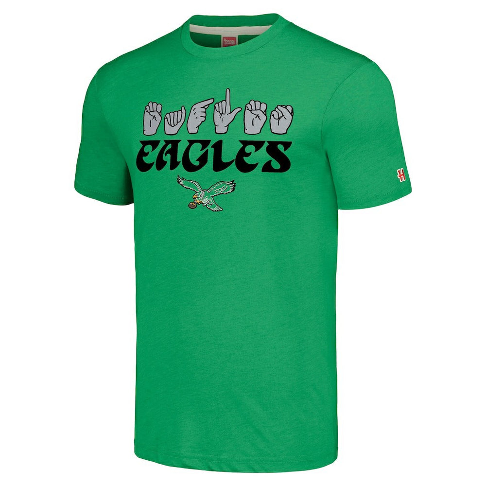 Philadelphia Eagles Homage Unisex The NFL ASL Collection by Love Sign American Sign Language T-Shirt - Green online