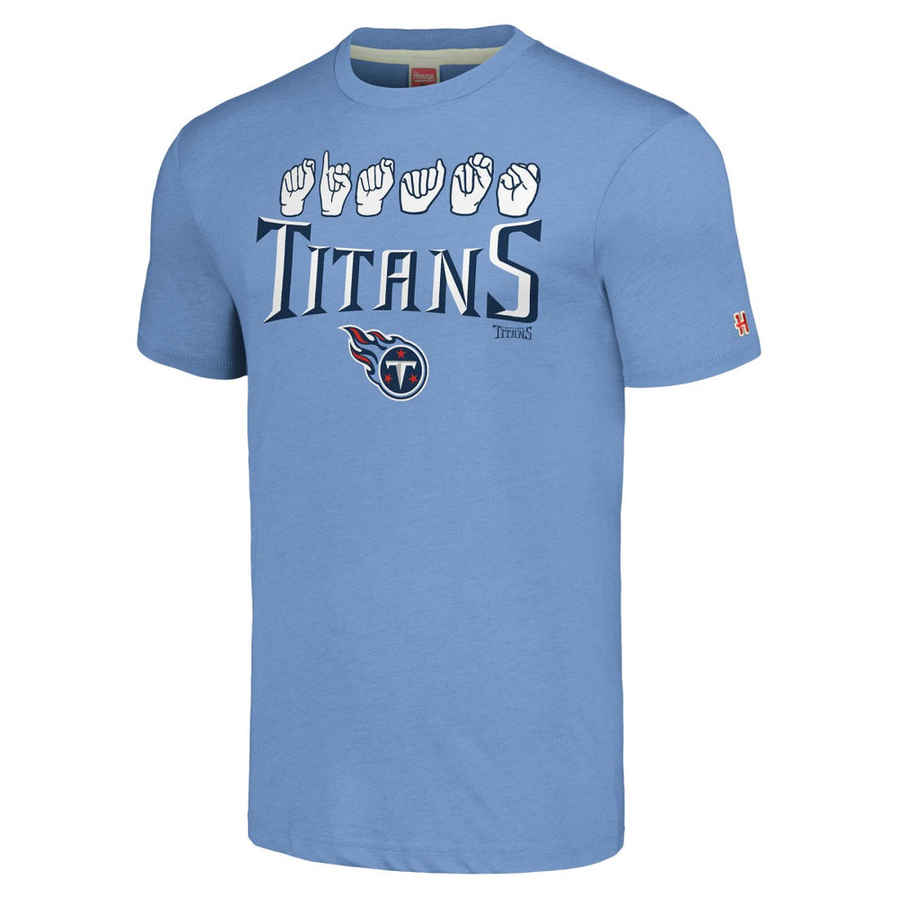 Tennessee Titans Homage Unisex The NFL ASL Collection by Love Sign American Sign Language T-Shirt - Light Blue outlet