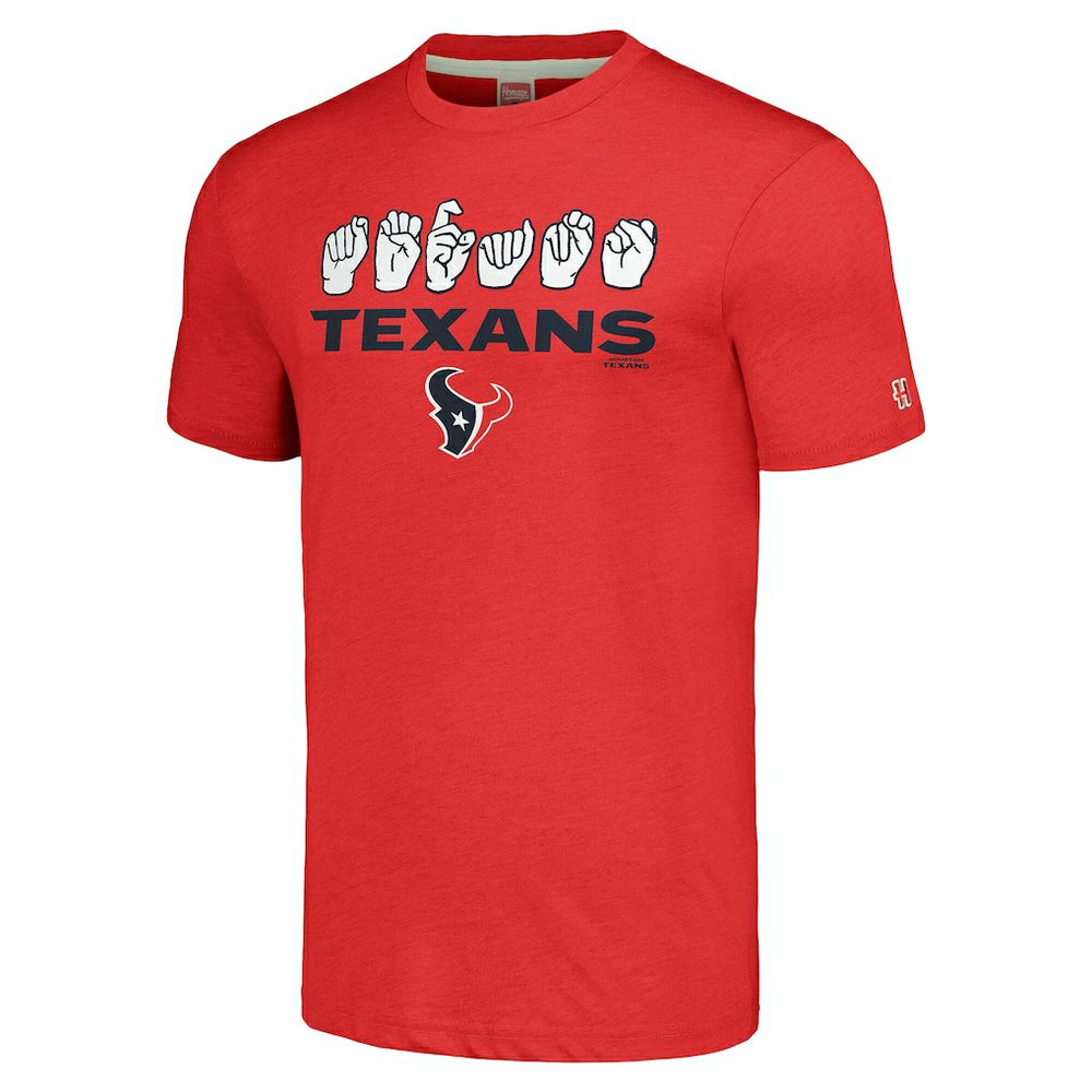 Houston Texans Homage Unisex The NFL ASL Collection by Love Sign American Sign Language T-Shirt - Red on sale