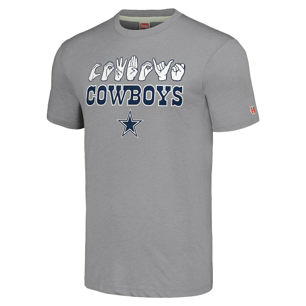 Dallas Cowboys Homage Unisex The NFL ASL Collection by Love Sign American Sign Language T-Shirt - Gray outlet