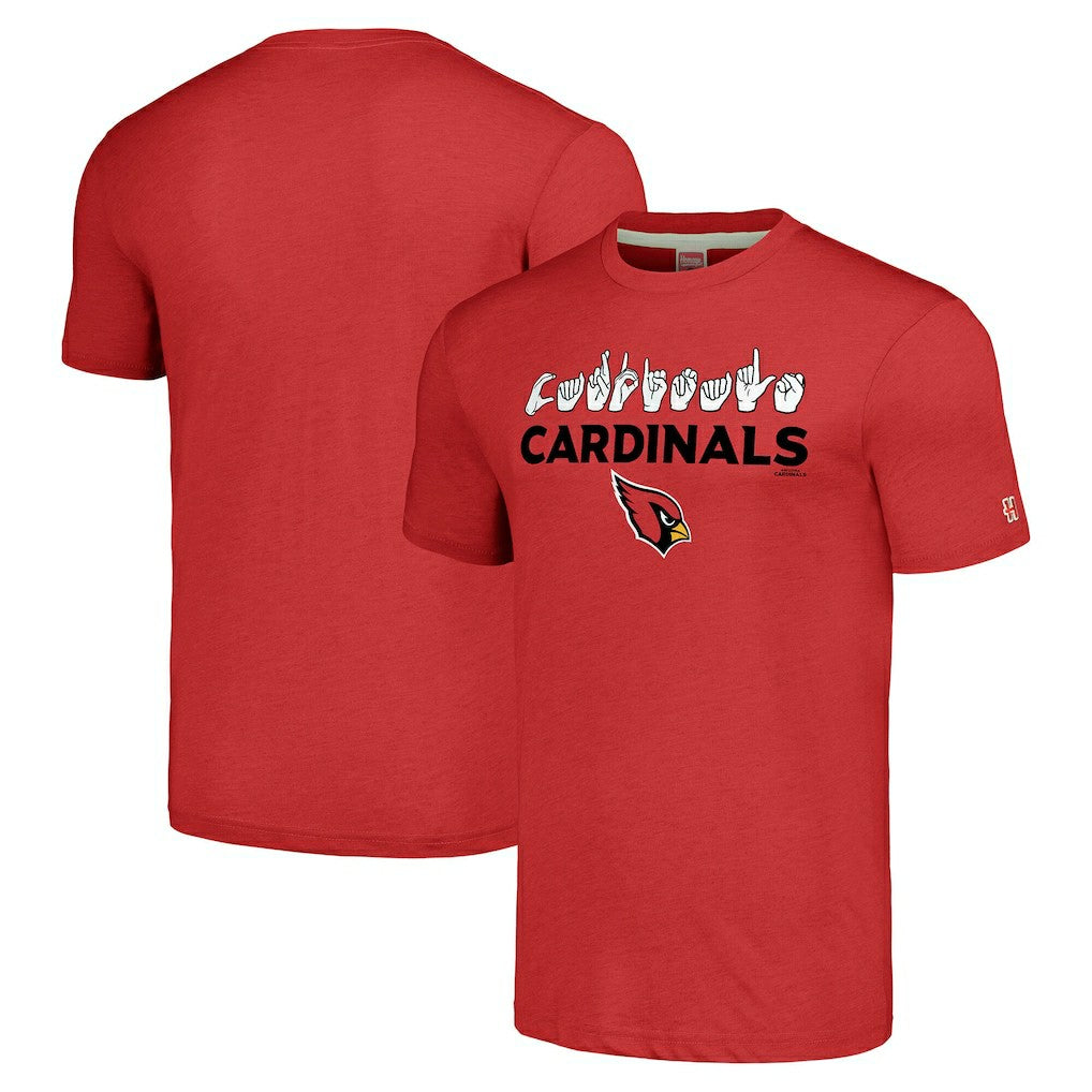Arizona Cardinals Homage Unisex The NFL ASL Collection by Love Sign American Sign Language T-Shirt - Red for sale