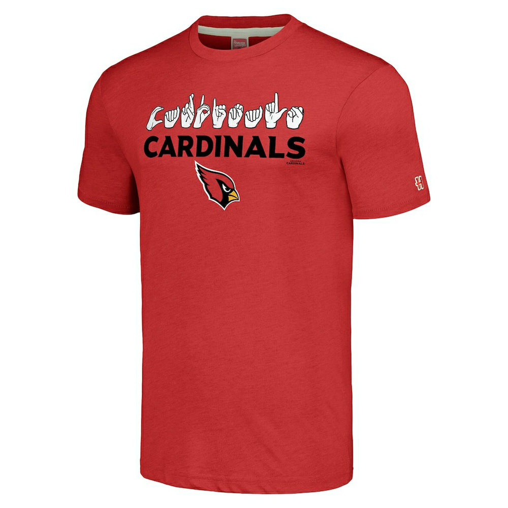 Arizona Cardinals Homage Unisex The NFL ASL Collection by Love Sign American Sign Language T-Shirt - Red for sale