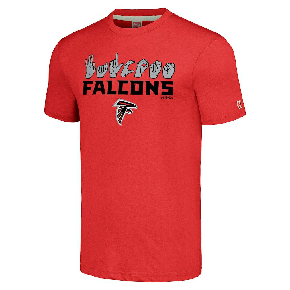 Atlanta Falcons Homage Unisex The NFL ASL Collection by Love Sign American Sign Language T-Shirt - Red cheap