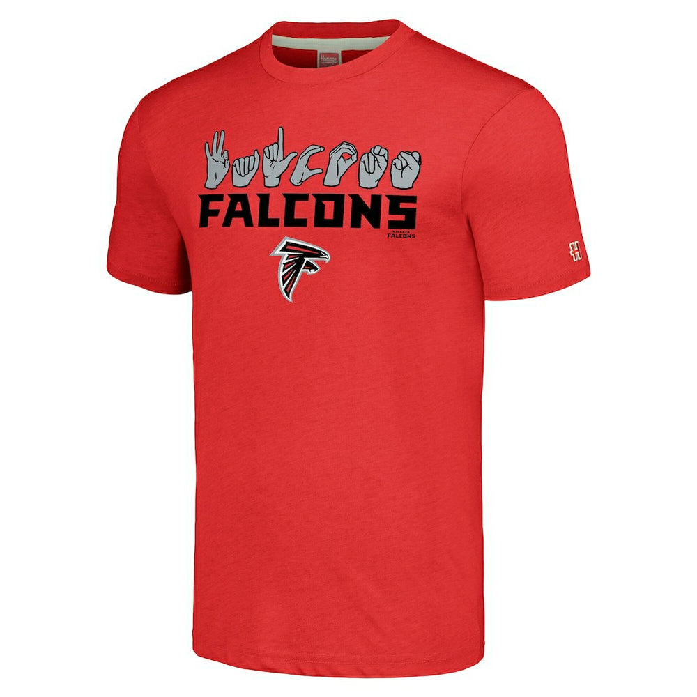 Atlanta Falcons Homage Unisex The NFL ASL Collection by Love Sign American Sign Language T-Shirt - Red cheap