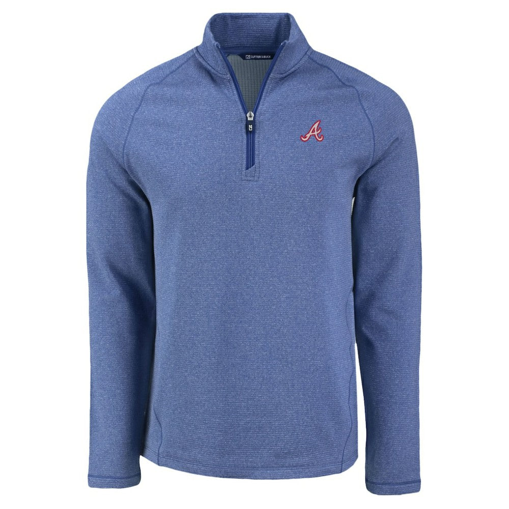 Atlanta Braves Cutter & Buck Peshastin Eco Fleece Recycled Raglan Quarter-Zip Top - Heather Blue