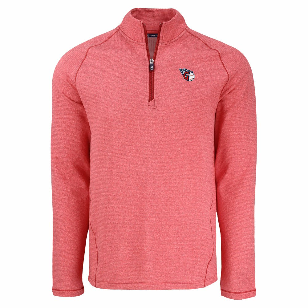 Cleveland Guardians Cutter & Buck Peshastin Eco Fleece Recycled Raglan Quarter-Zip Top - Heather Red
