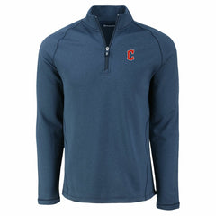 Cleveland Guardians Cutter & Buck Peshastin Eco Fleece Recycled Raglan Quarter-Zip Top - Heather Navy