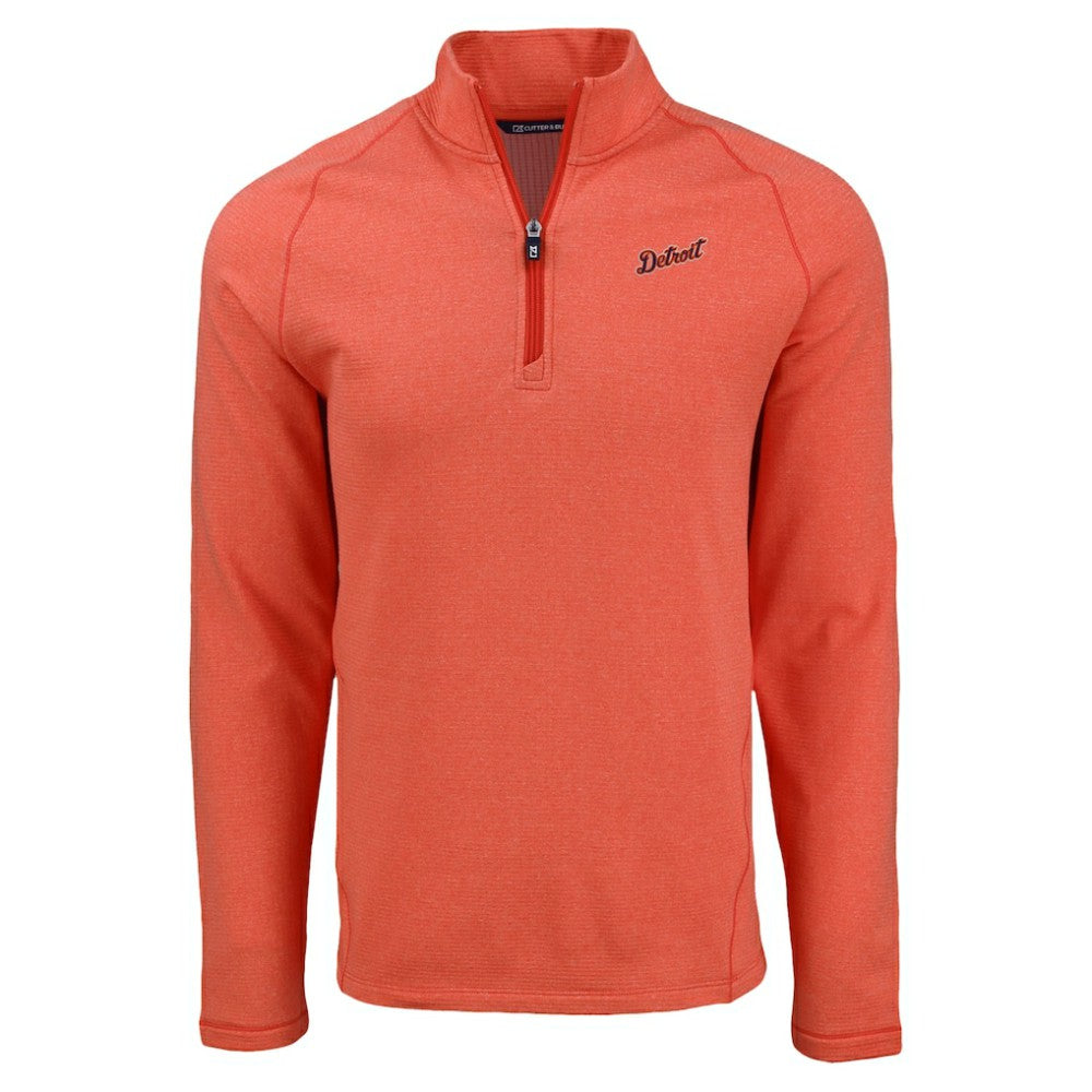 Detroit Tigers Cutter & Buck Peshastin Eco Fleece Recycled Raglan Quarter-Zip Top - Heather Orange