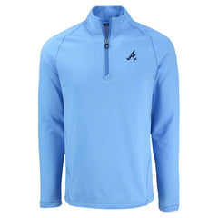 Atlanta Braves Cutter & Buck Peshastin Eco Fleece Recycled Raglan Quarter-Zip Top - Heather Light Blue