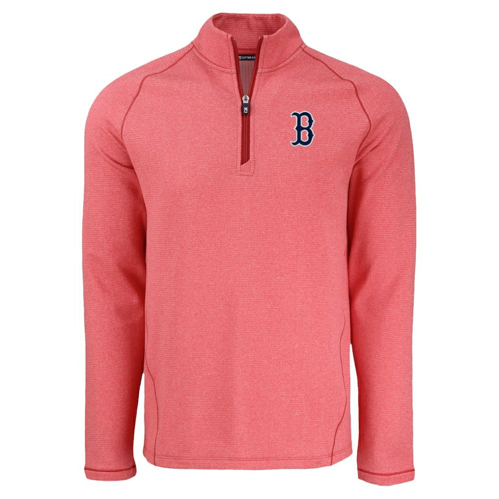 Boston Red Sox Cutter & Buck Peshastin Eco Fleece Recycled Raglan Quarter-Zip Top - Heather Red
