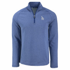 Los Angeles Dodgers Cutter & Buck Peshastin Eco Fleece Recycled Raglan Quarter-Zip Top - Heather Blue