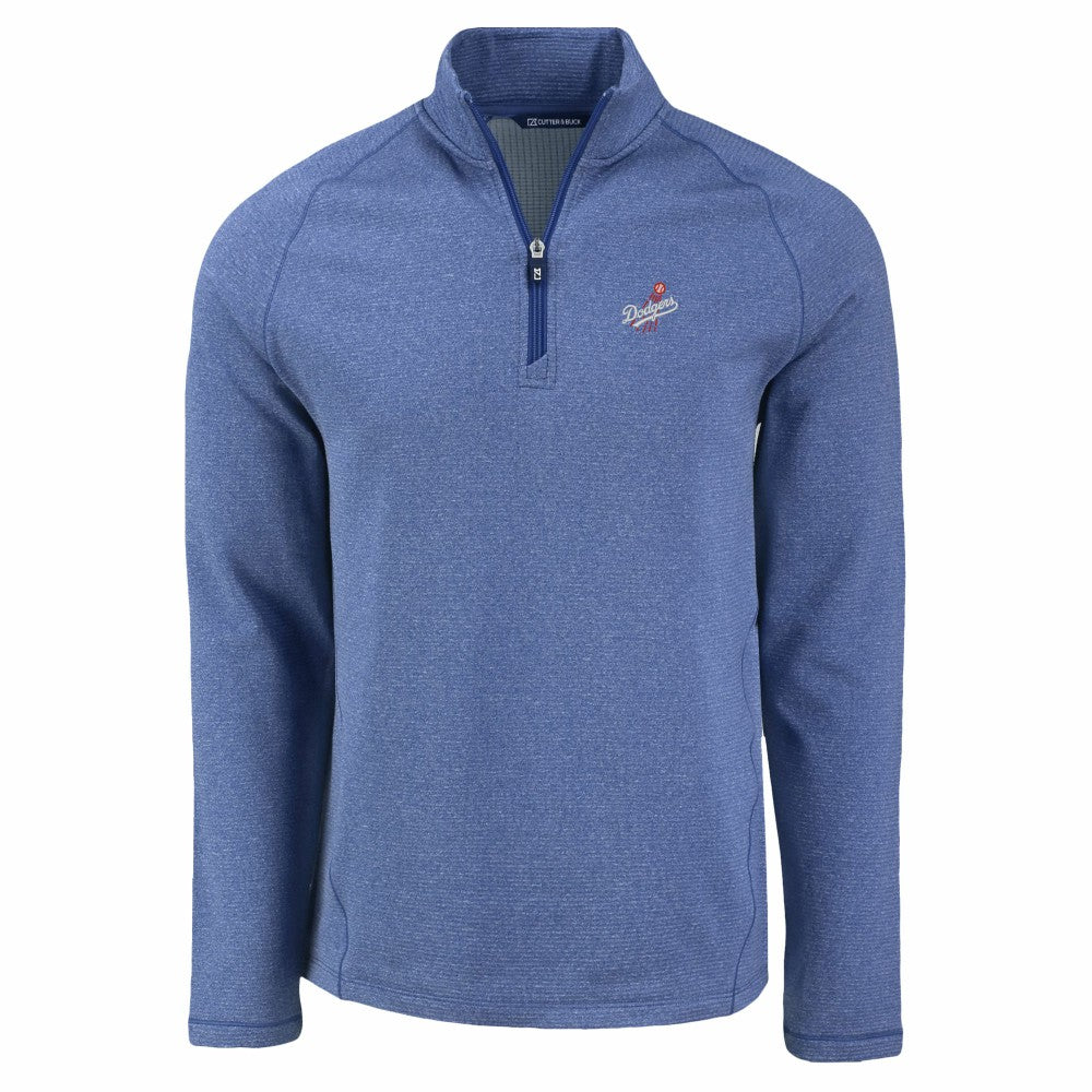 Los Angeles Dodgers Cutter & Buck Peshastin Eco Fleece Recycled Raglan Quarter-Zip Top - Heather Royal