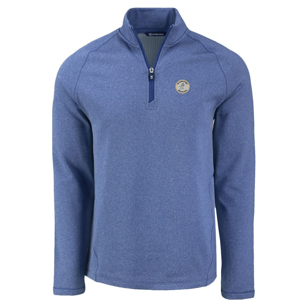 Milwaukee Brewers Cutter & Buck Peshastin Eco Fleece Recycled Raglan Quarter-Zip Top - Heather Royal