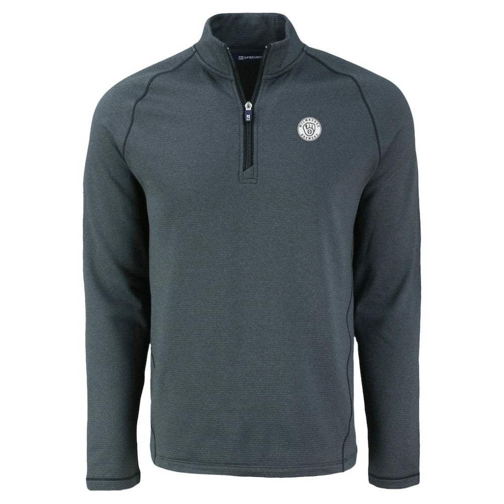 Milwaukee Brewers Cutter & Buck Peshastin Eco Fleece Recycled Raglan Quarter-Zip Top - Heather Black