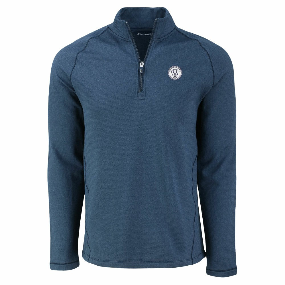 Milwaukee Brewers Cutter & Buck Peshastin Eco Fleece Recycled Raglan Quarter-Zip Top - Heather Navy