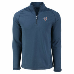 Milwaukee Brewers Cutter & Buck Peshastin Eco Fleece Recycled Raglan Quarter-Zip Top - Heather Navy