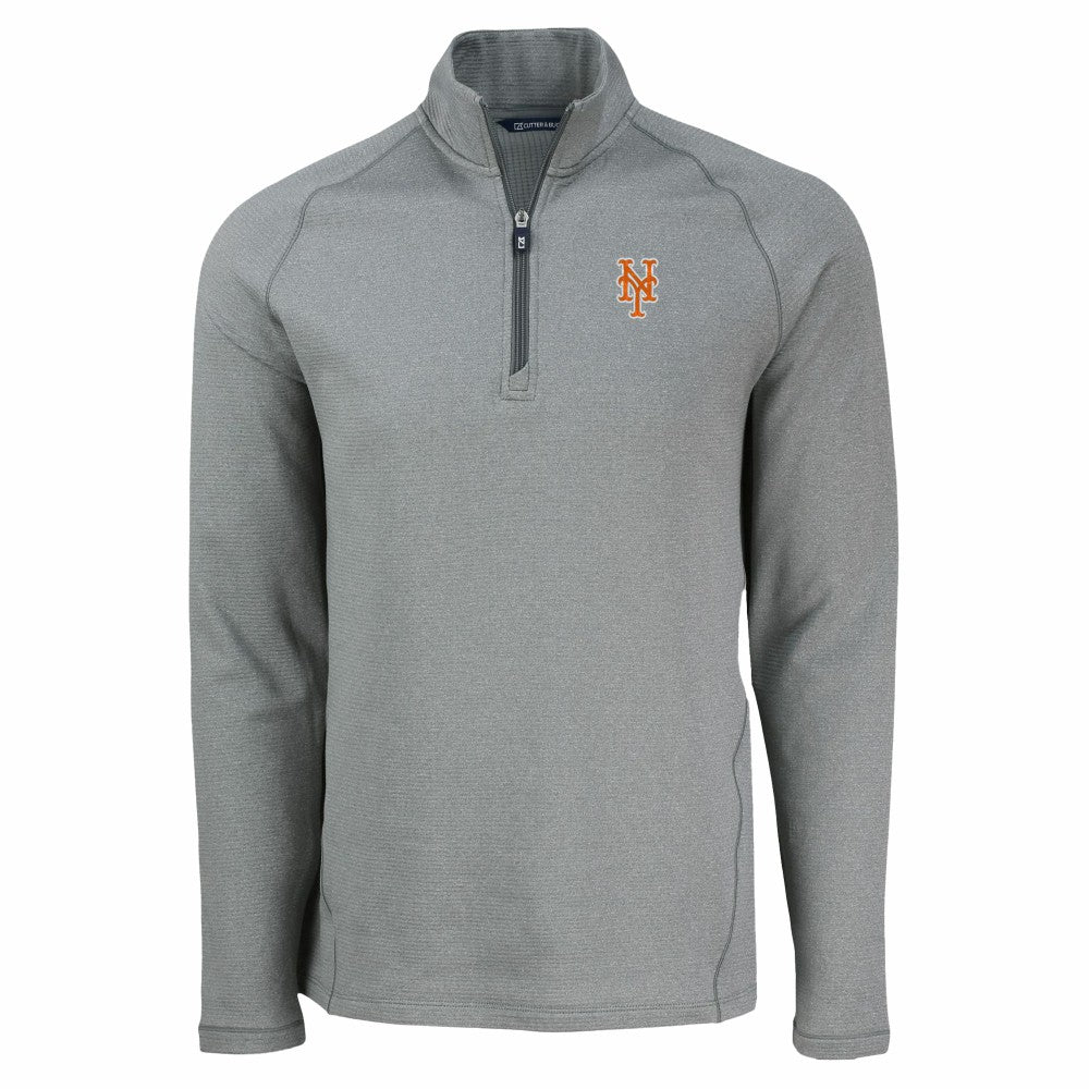 New York Mets Cutter & Buck Peshastin Eco Fleece Recycled Raglan Quarter-Zip Top - Heather Gray