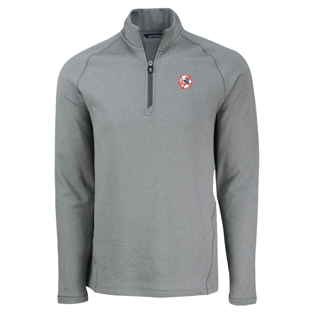 New York Yankees Cutter & Buck Peshastin Eco Fleece Recycled Raglan Quarter-Zip Top - Heather Gray
