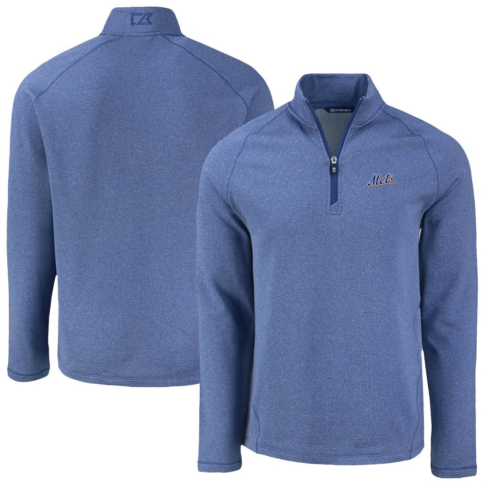 New York Mets Cutter & Buck Peshastin Eco Fleece Recycled Raglan Quarter-Zip Top - Heather Blue