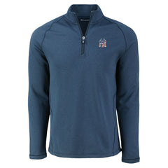 New York Yankees Cutter & Buck Peshastin Eco Fleece Recycled Raglan Quarter-Zip Top - Heather Navy